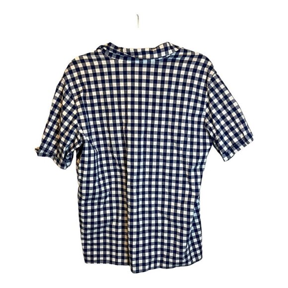 Quacker Factory Blouse Women's Size Medium Gingham Nautical Sailor Blue White‎ - Picture 2 of 4